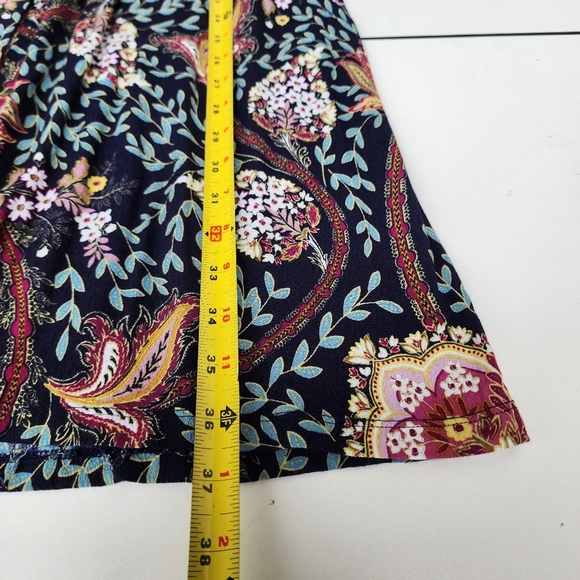 LOFT Black Colorful Floral Long Puff Sleeve Button-Down Sheath Dress Petite 2P - Picture 12 of 14